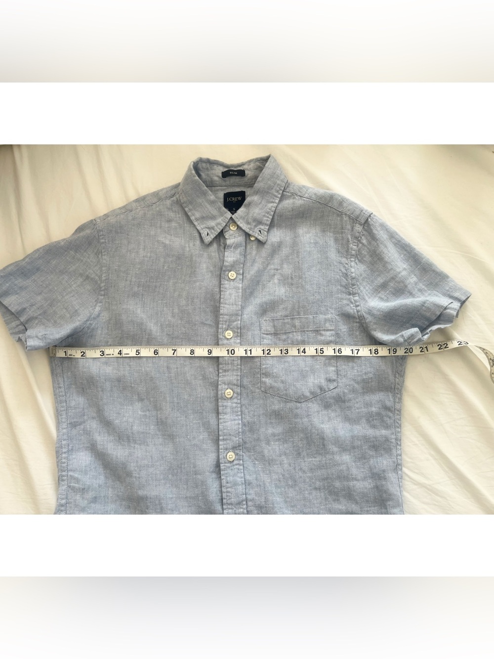 J.Crew Men’s S Linen Cotton Button Down Shirt Blue Short Sleeve Summer - Picture 5 of 6